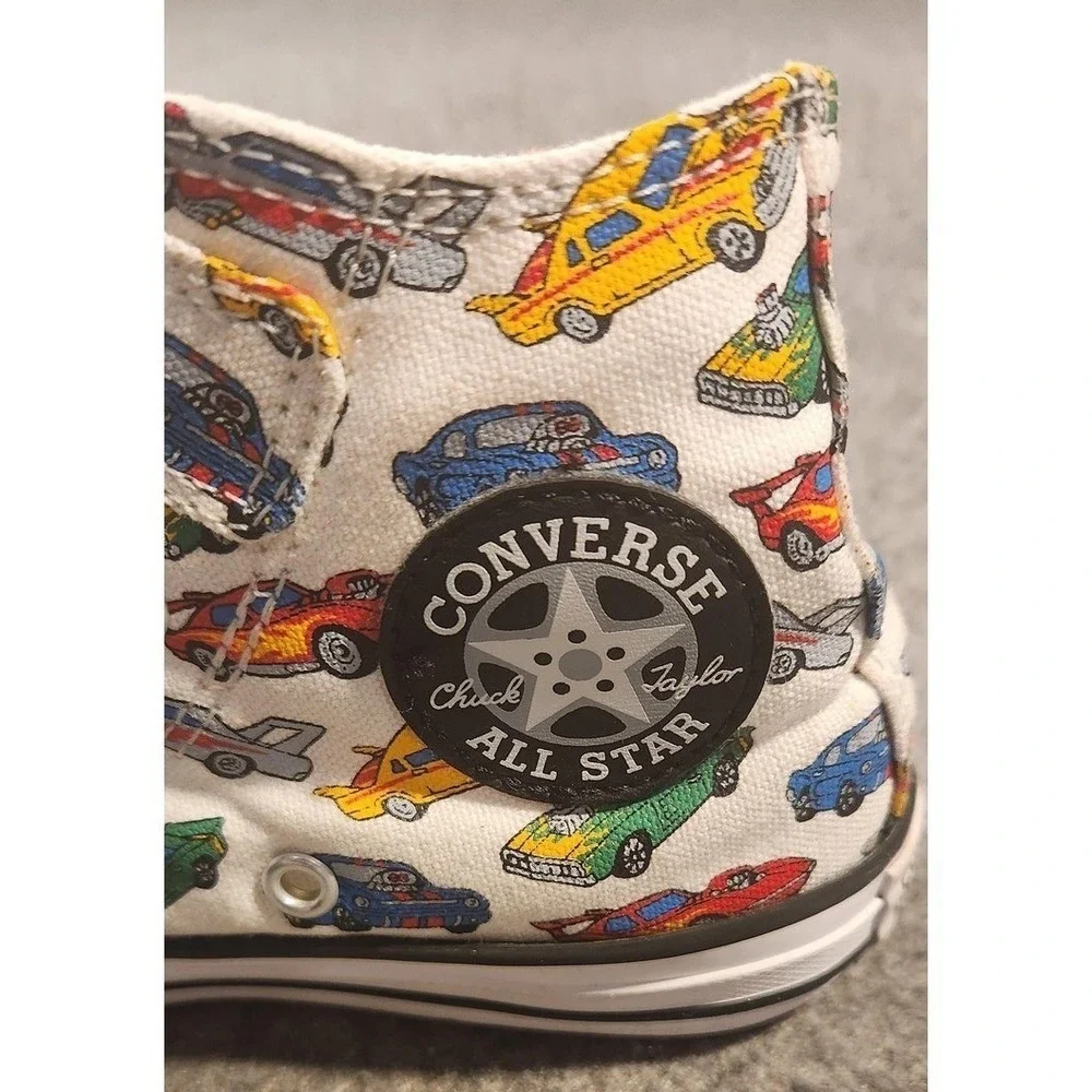 Converse Chuck Taylor All Star Shoes Kids Size 12 Car Print High Top Sneakers